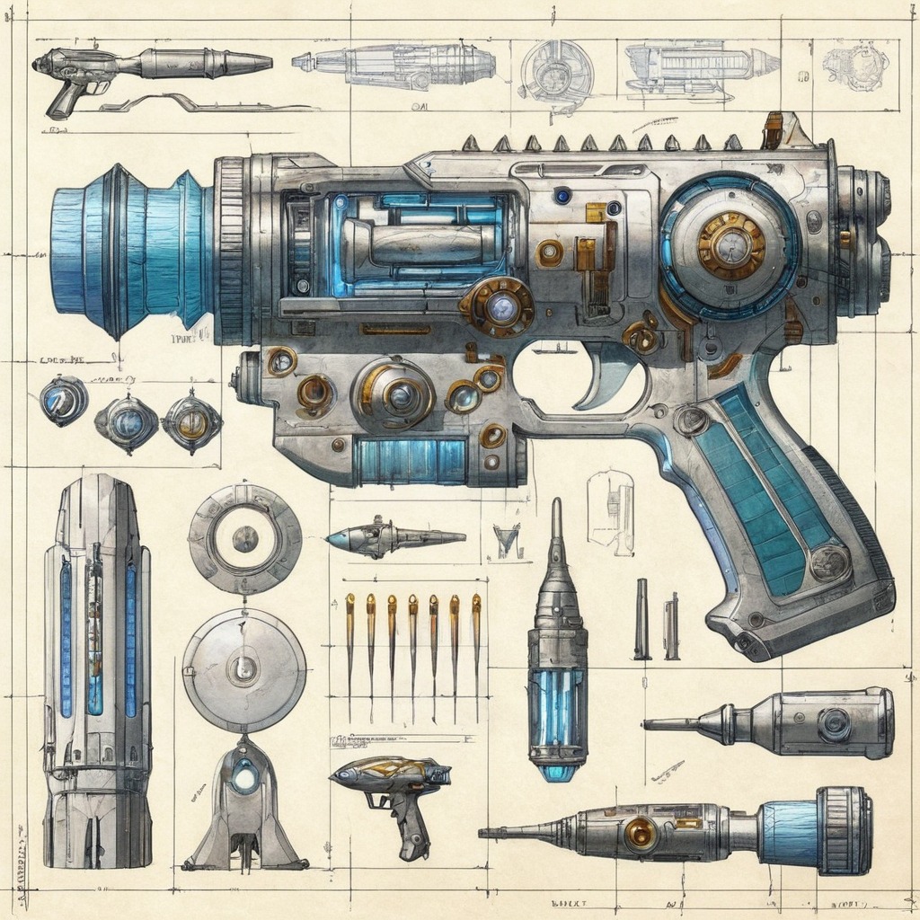 scifi, weapon, gun, military, pistol, plan, raygun, spec