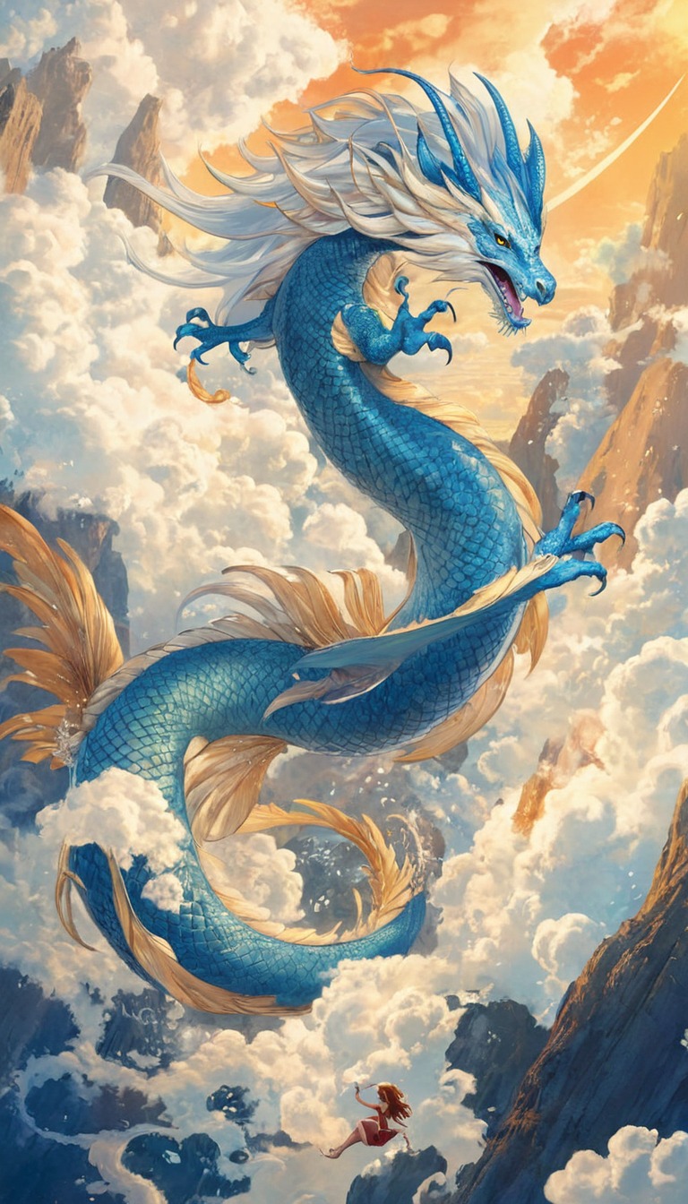 digitalart, characterdesign, fantasyart, dragon, digitalpainting, portrait, magic, sky, chinesedragon, ukiyoe