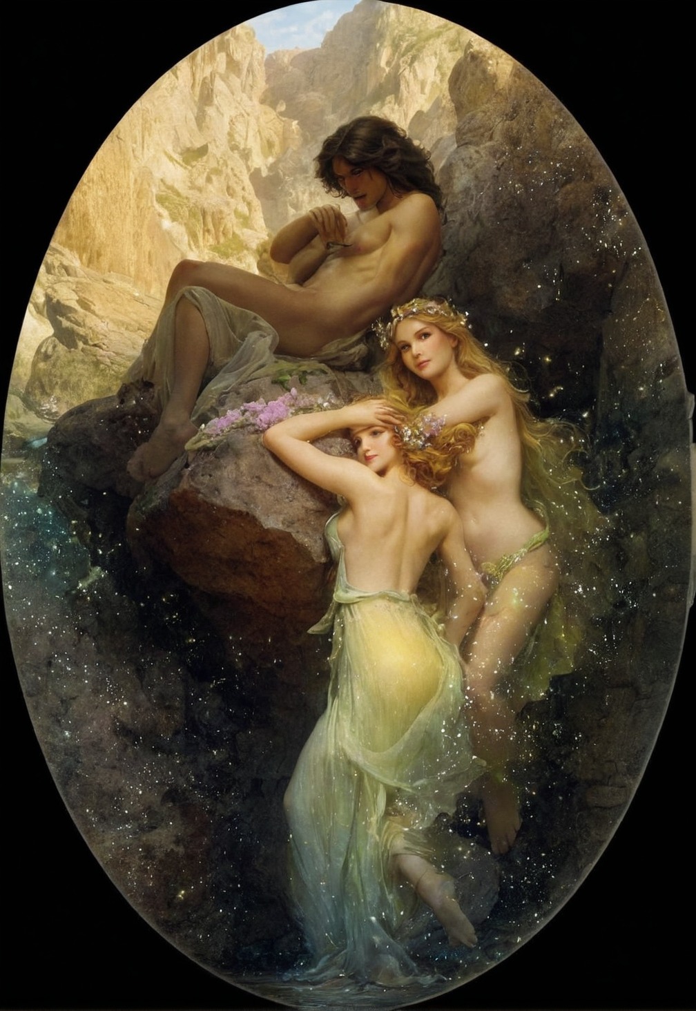 herbert james draper, art, paintings, fine art, 1900s, 1900s art, academicism, academism, academic art, painting, british art, british artist, sea nymph, music