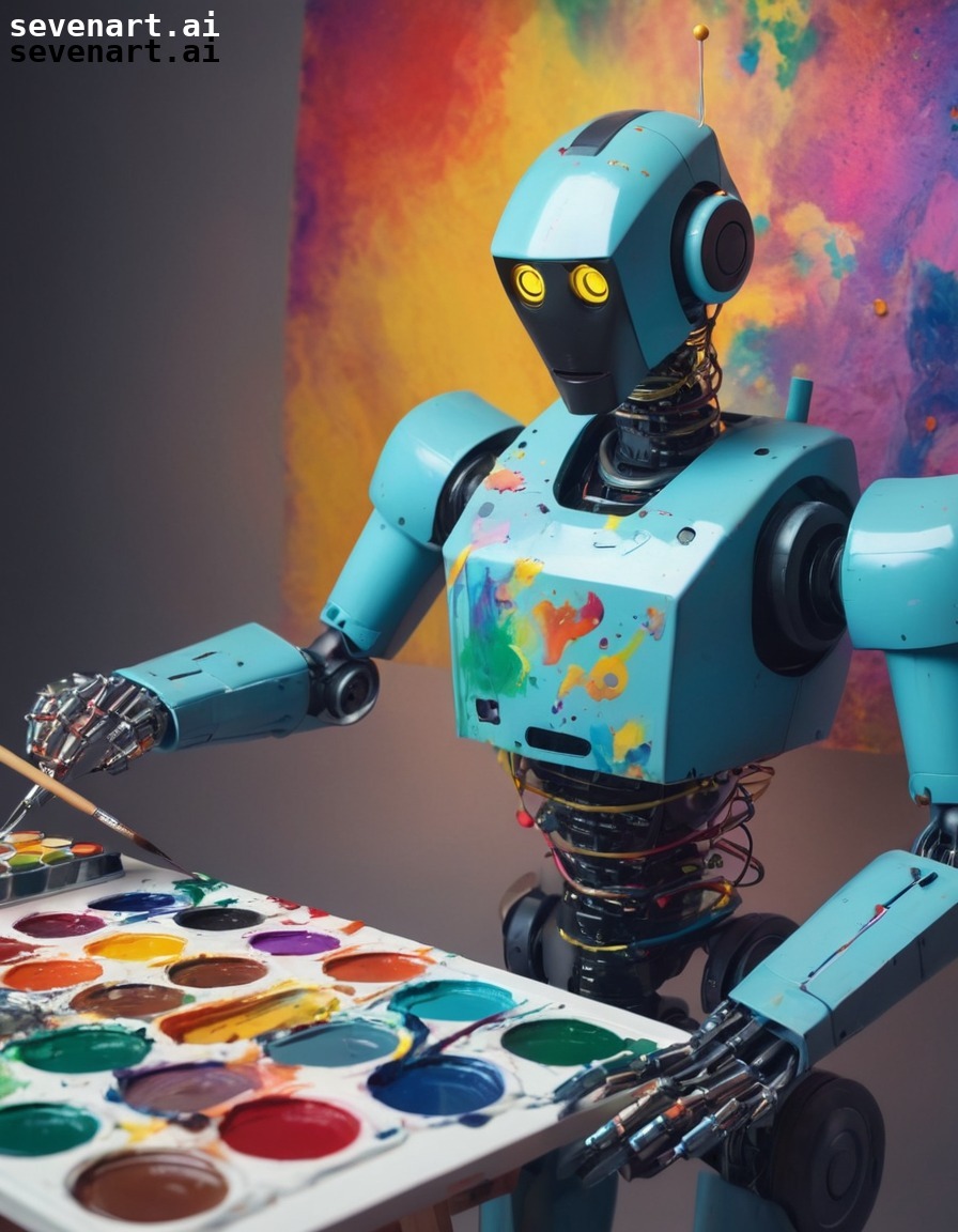 robot, artist, painting, creativity, technology, robots