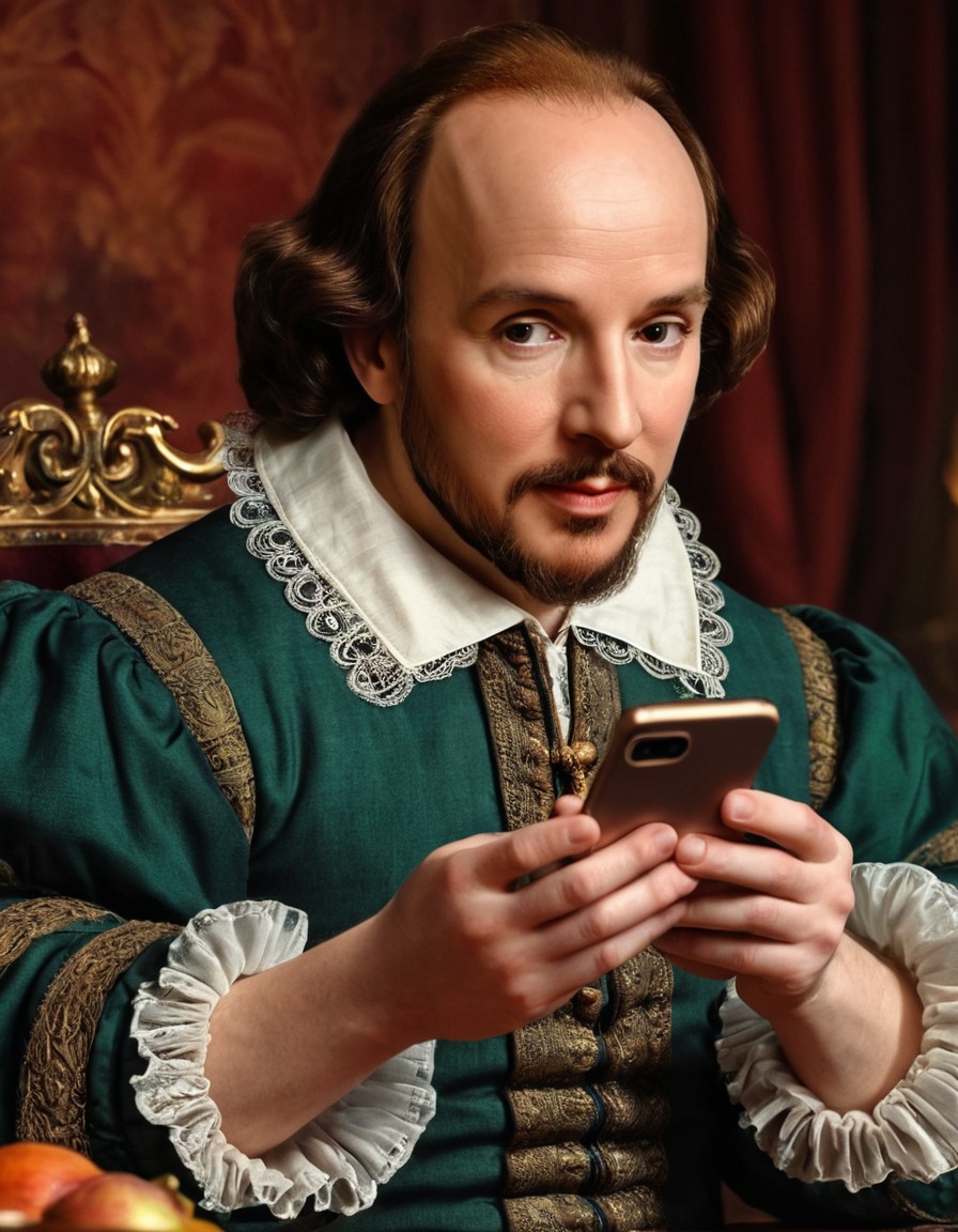 william shakespeare, smartphone, social media, browsing