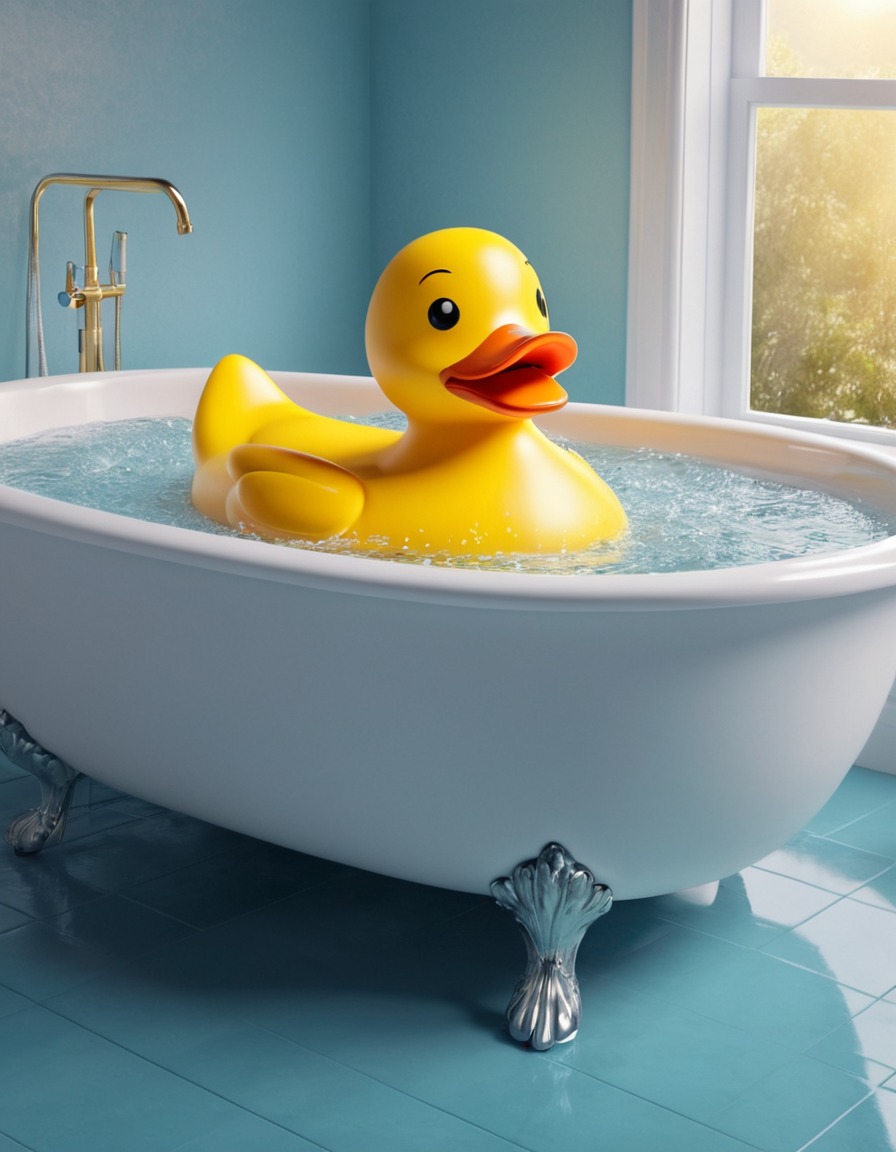 rubber duck, giant, bathtub, quirky, oddity, art installation