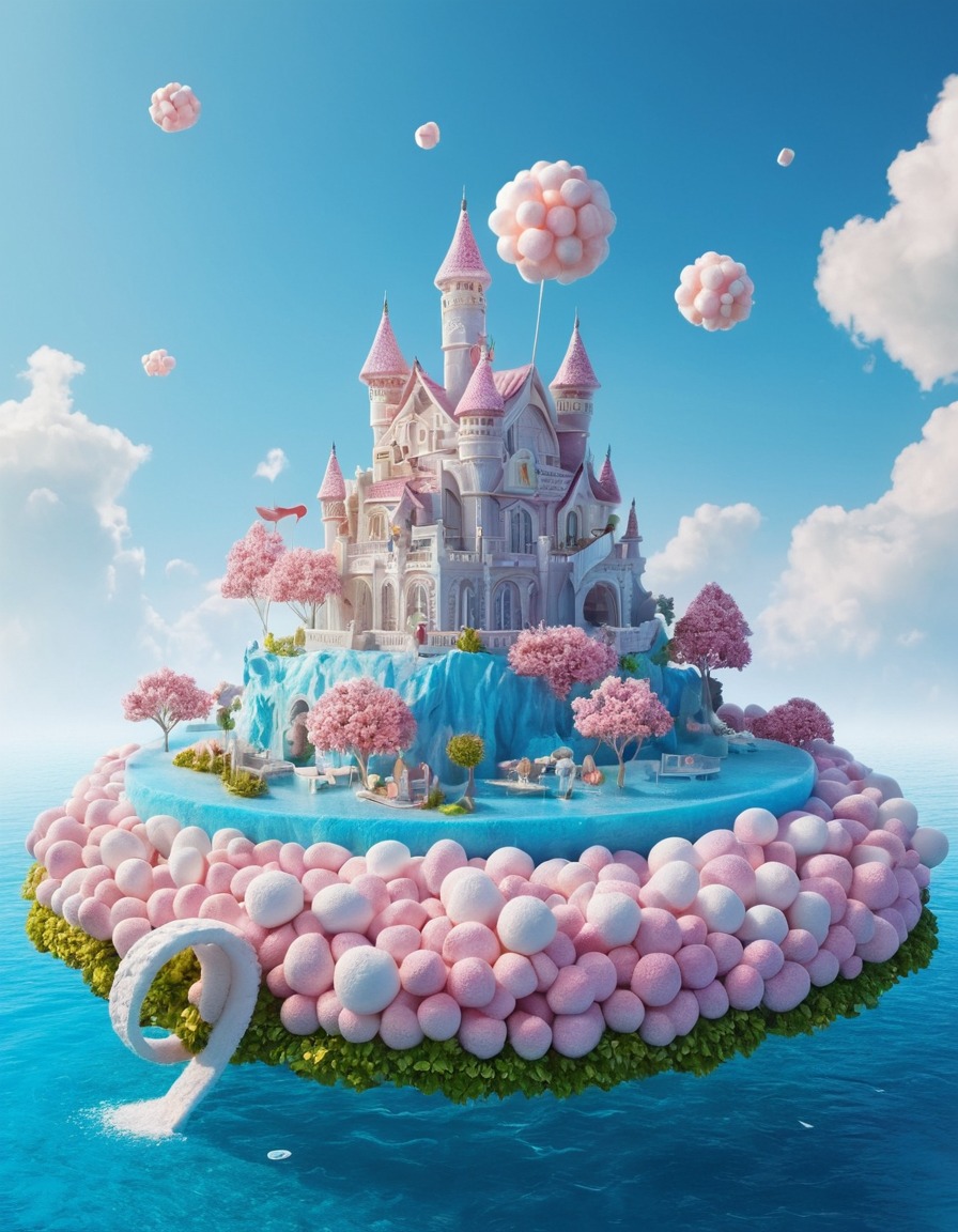 floating island, marshmallows, unusual, food, dessert, fantasy, mystery