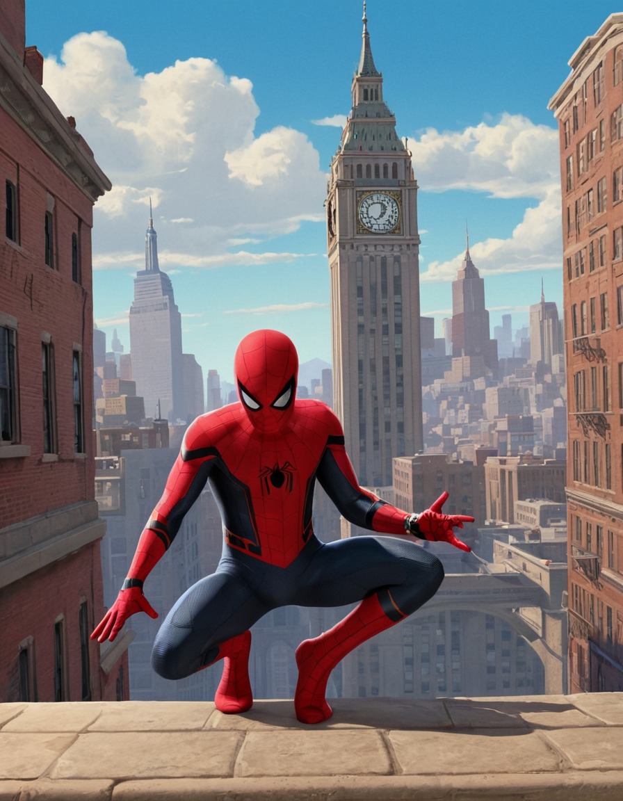 spider-man, far from home, marvel, superhero, movie, action, painted scene