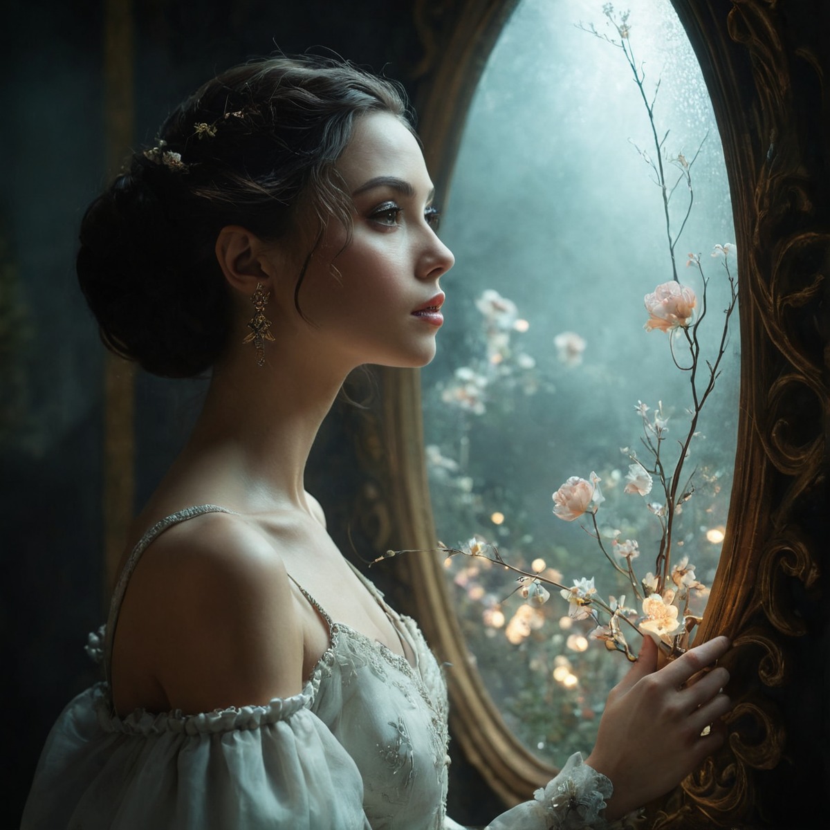 photography, portrait, beauty, digitalart, fairytale, magic, fantasyart, glamour, dress, reflection, portraitphotography