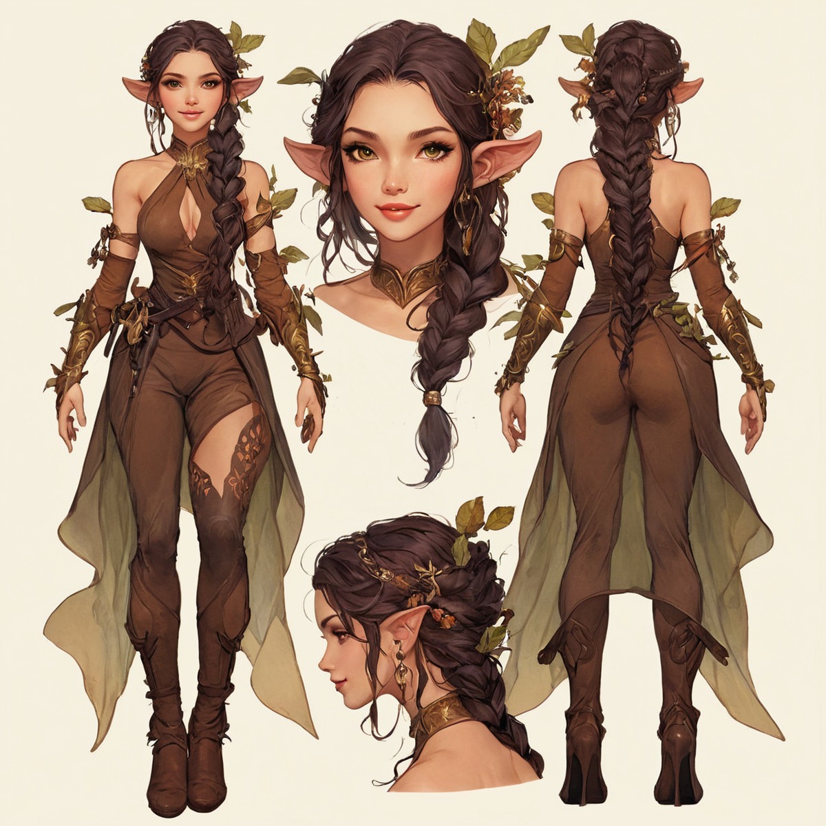 digitalart, characterdesign, adoptable, fantasyart, fantasycharacter, dnd, characterconcept, elf, adoptablesopen, conceptart, originalcharacter, magic, referencesheet, adopt, background, braidedhair, brownhair, druid, dungeonsanddragons, exclusive, fantasy, greeneyes, nature, wallpaper, woodelf, dungeonsanddragonscharacter, aiart