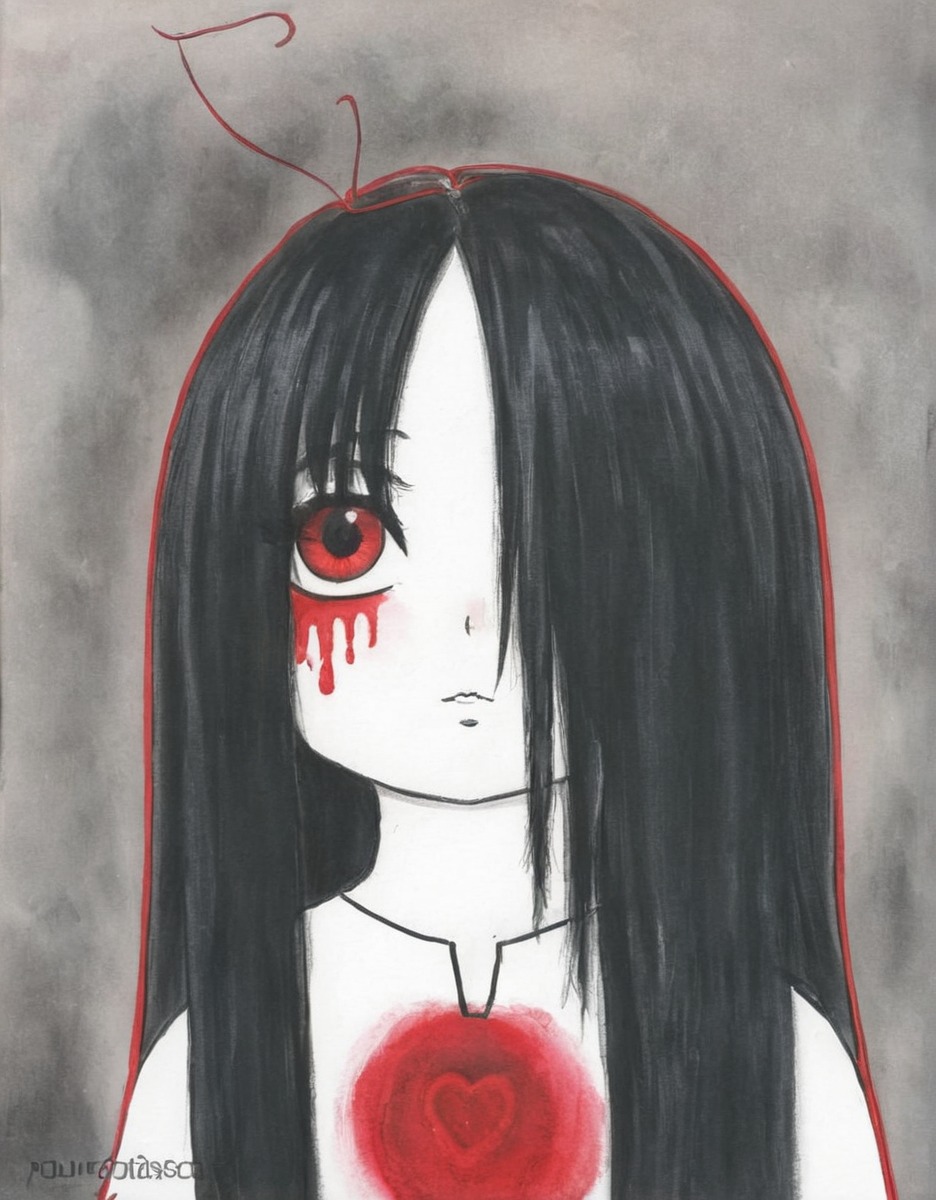 fanart, horror, creepy, traditionalart, gothic, child, ghost, ghostgirl, guilt, haunted, heart, spooky, tragedy, spookymonth, halloween2024, terrortales, spookymonth2024