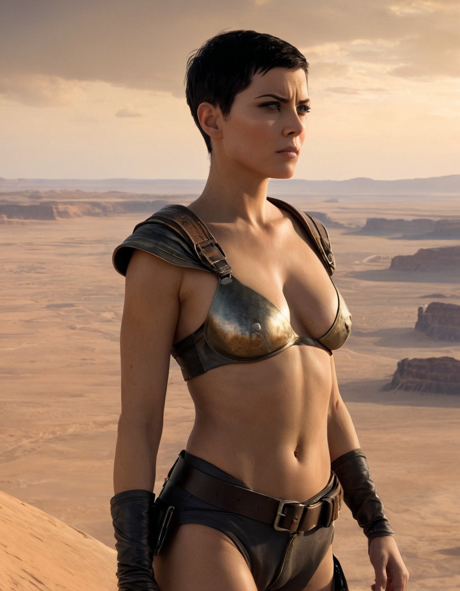 vulnerability, furiosa, desolate landscape, mad max, warrior, contemplation