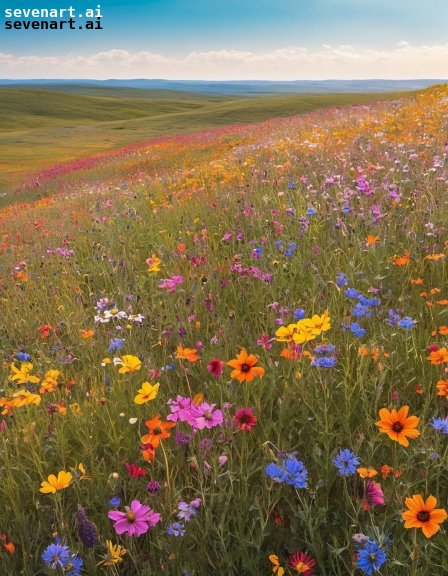 nature, landscape, wildflowers, colorful, horizon