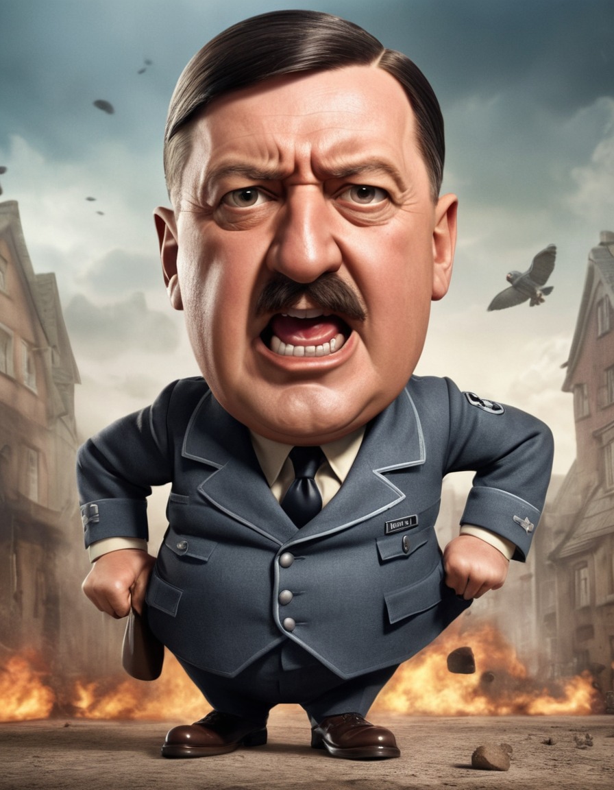 adolf hitler, caricature, humorous, clumsy, dictator, funny