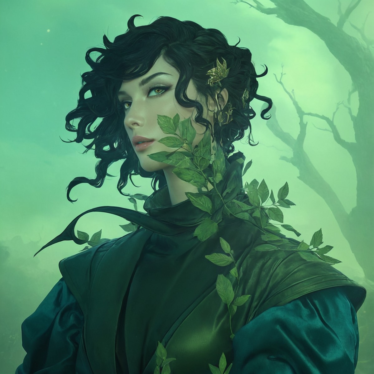 digitalart, characterdesign, portrait, digitalpainting, originalcharacter, fantasyart, fantasycharacter, anime, dnd, vines