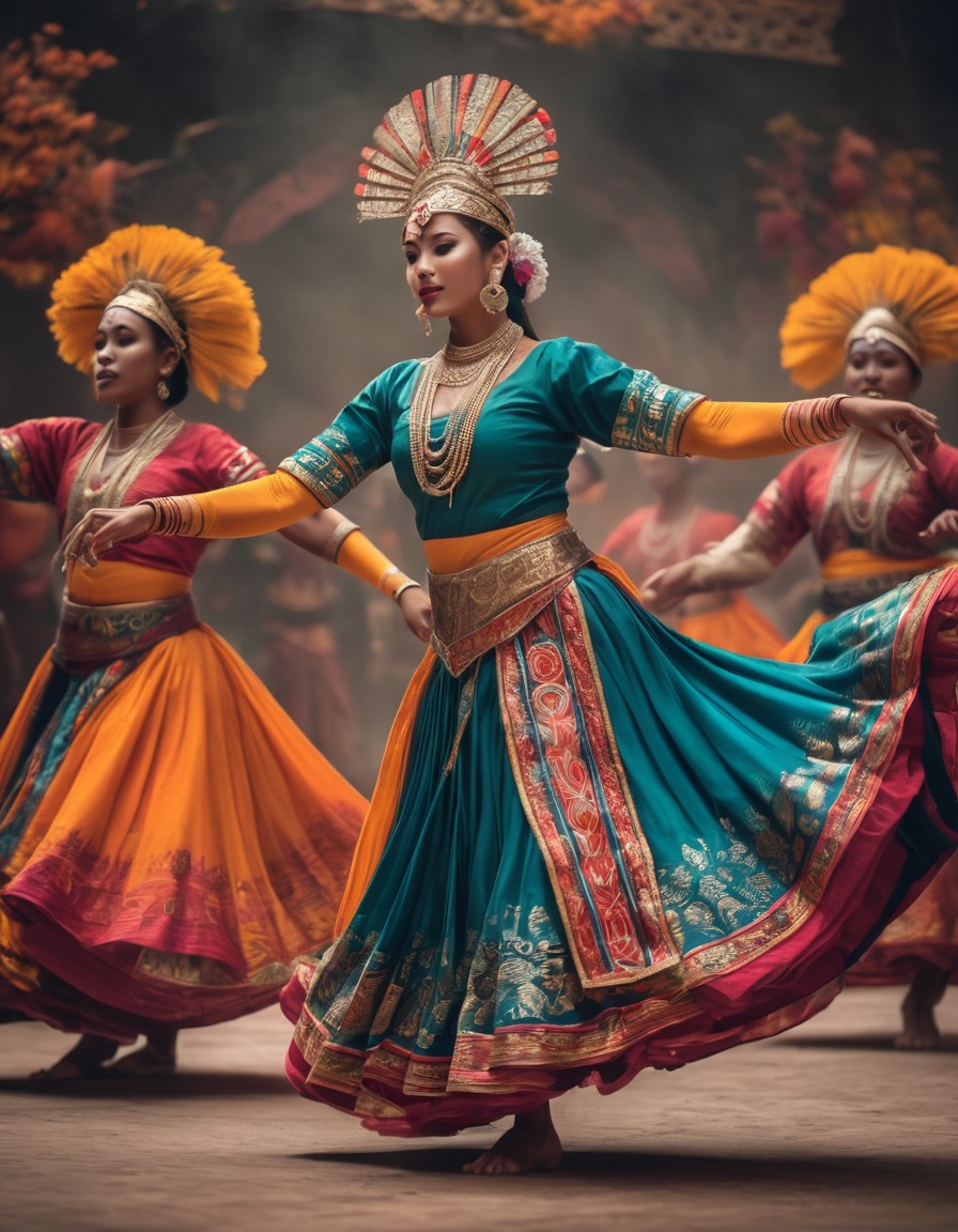 traditional dance, cultural, performance, vibrant costumes, mesmerizing