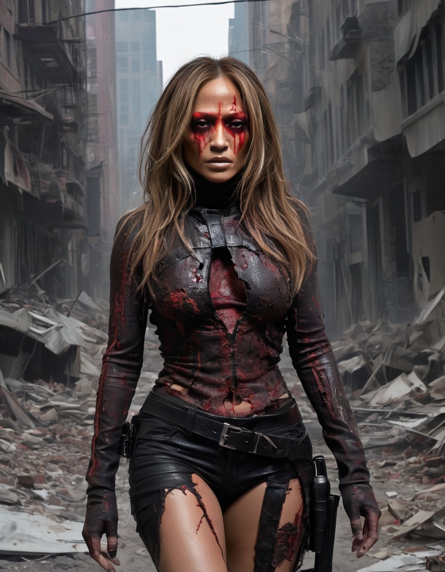 jennifer lopez, post-apocalyptic, decay, horror, celebrity, zombie, celebrities