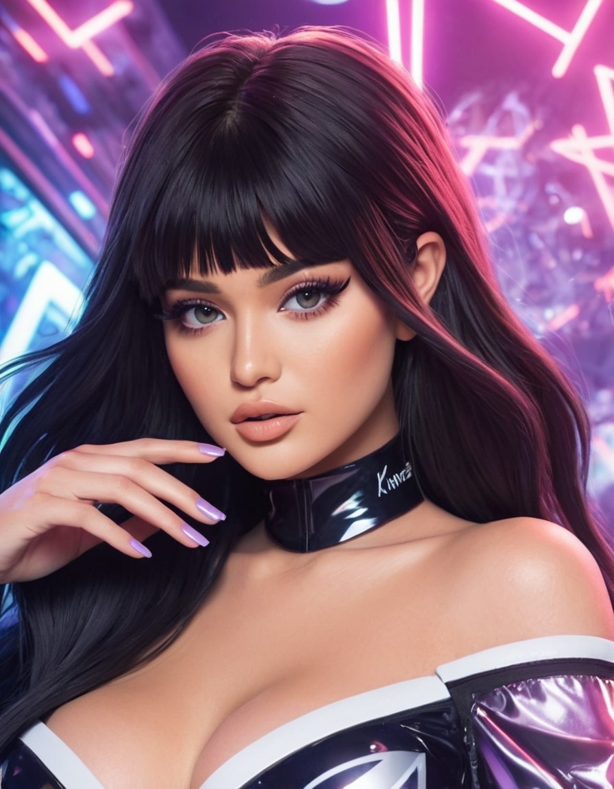 kylie jenner, anime, futuristic, makeup, fashion