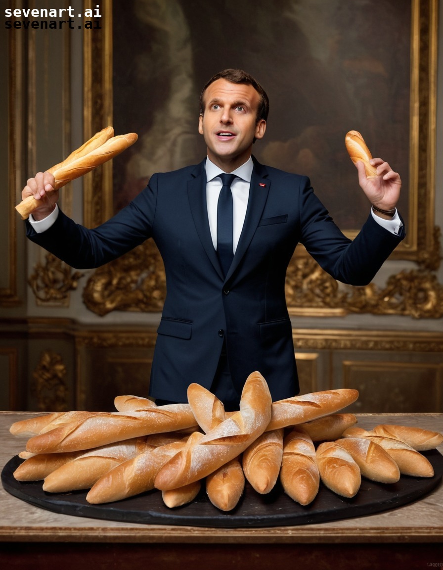 humor, failure, bread, french culture, clumsy, emmanuel macron, france