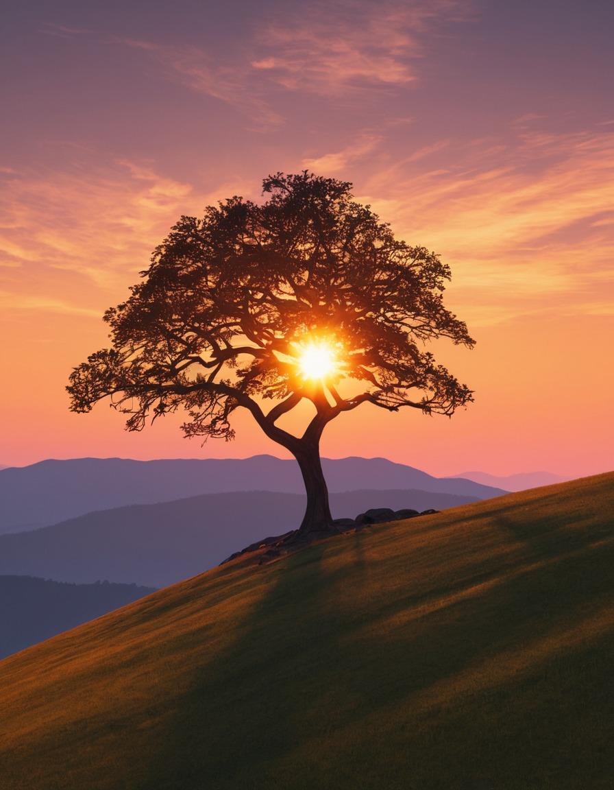 sunset, nature, silhouette, tree, landscape