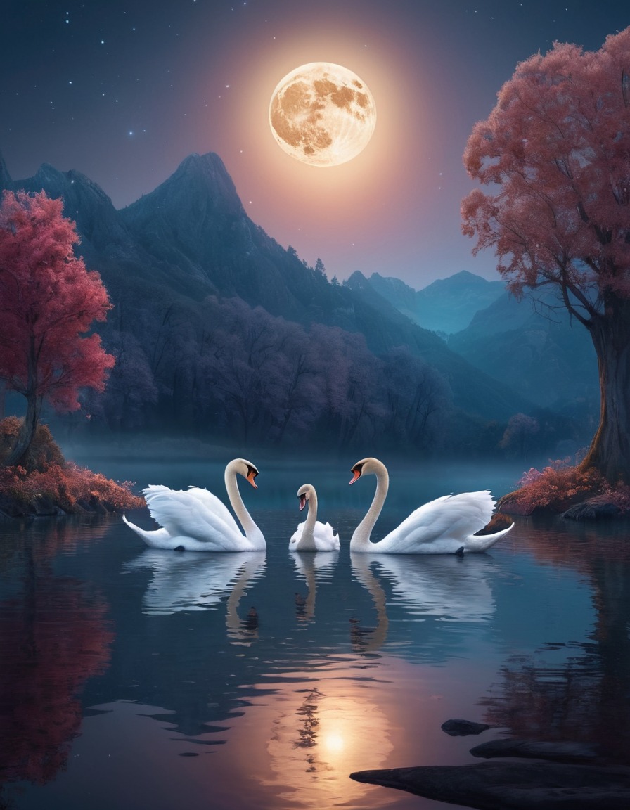 fantasy, transformation, swans, lake, dancers, fantastic