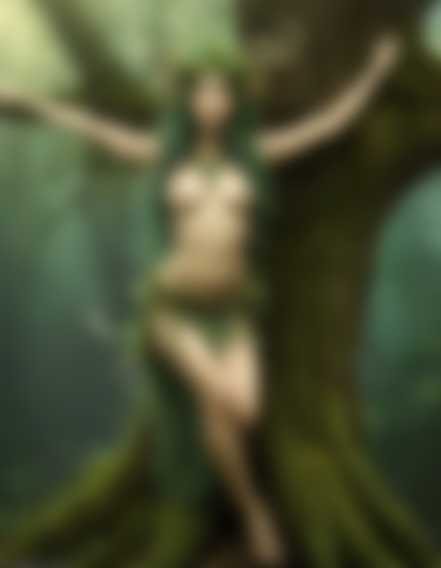 dryad, tree nymph, nature, ethereal beauty, mystery, allure