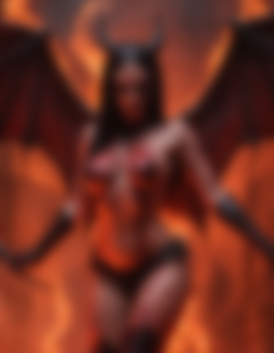 fantasy, demon, demoness, hell, bat-wings, glowing eyes, casting spells, sexy, nsfw	