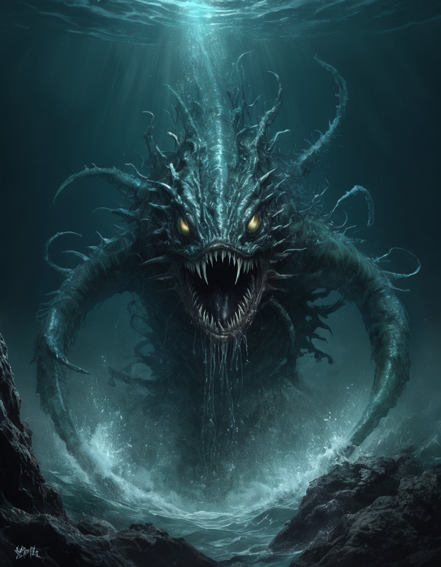 water sprites, sea monster, mythical creatures, fantasy, elemental beings