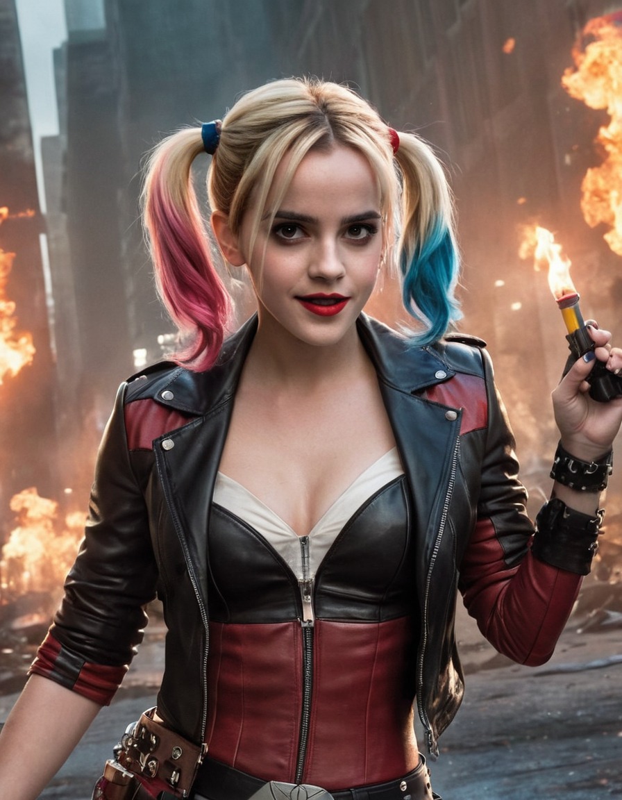 emma watson, harley quinn, actress, character portrayal, dc comics, action scene