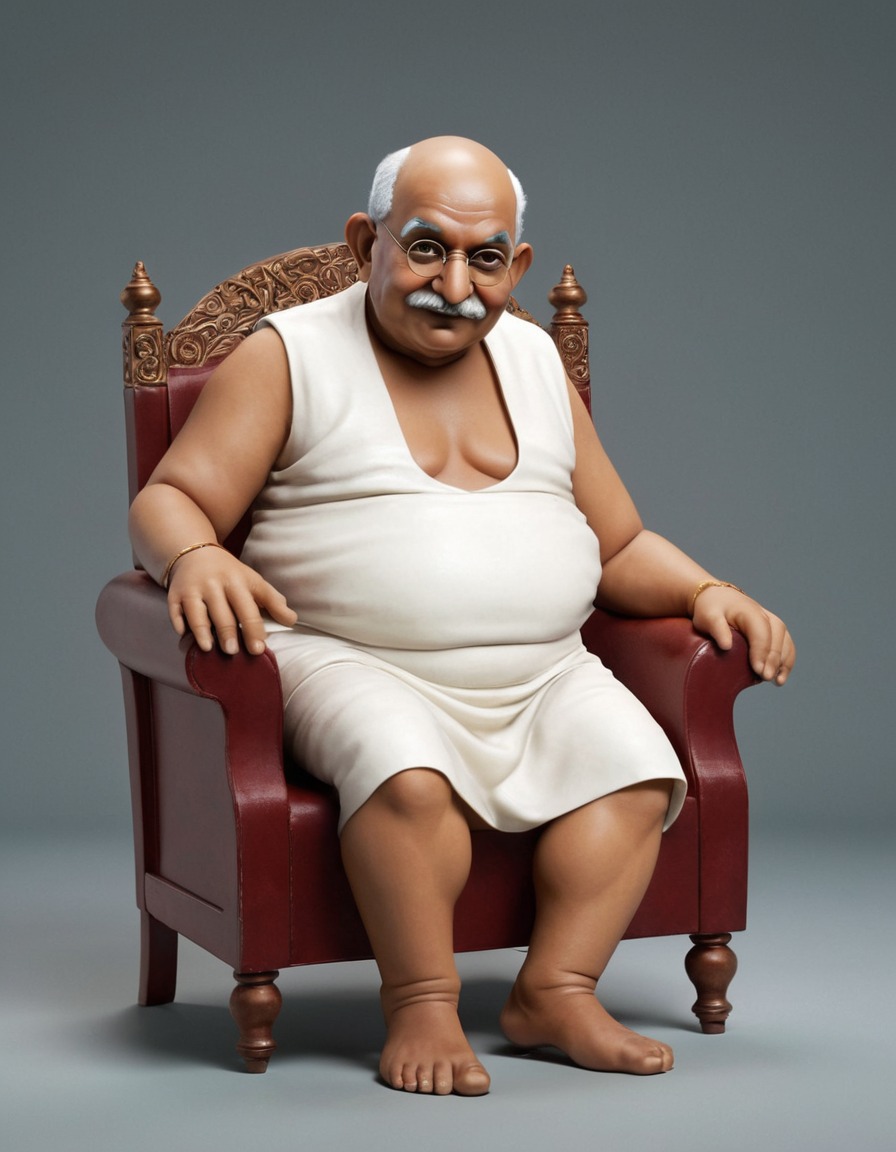 mahatma gandhi, humor, chubby, chair, funny, fat