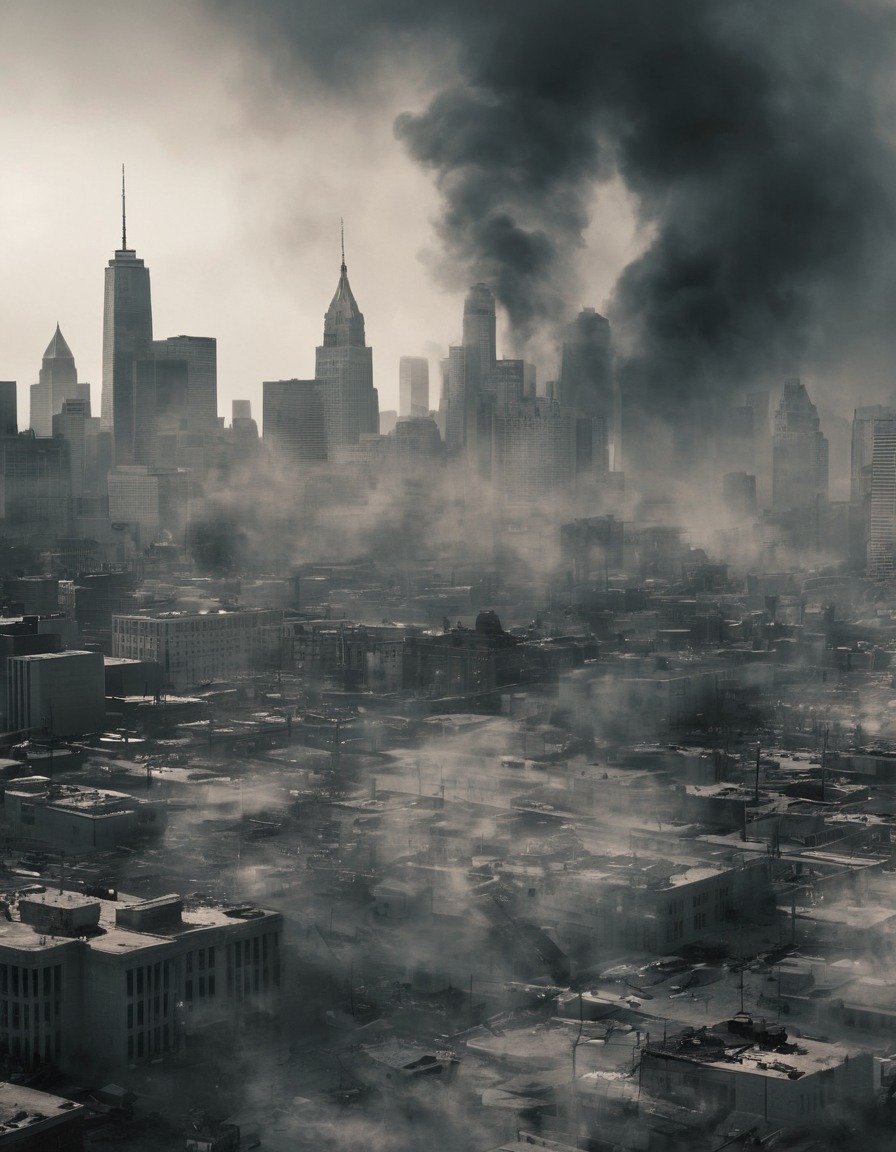 cityscape, skyline, usa, urban warfare, smoke, war