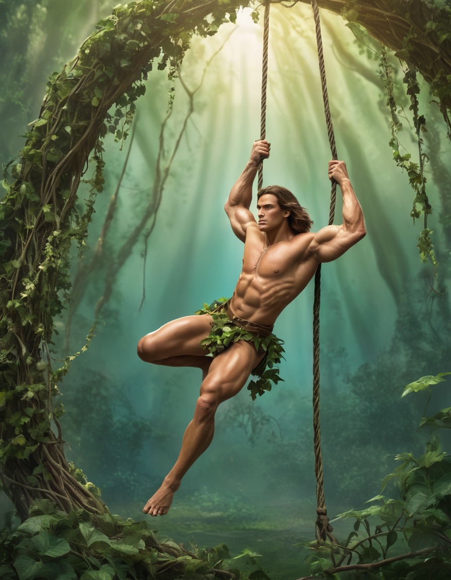 tarzan, vine swinging, circus, struggle, adventure, books