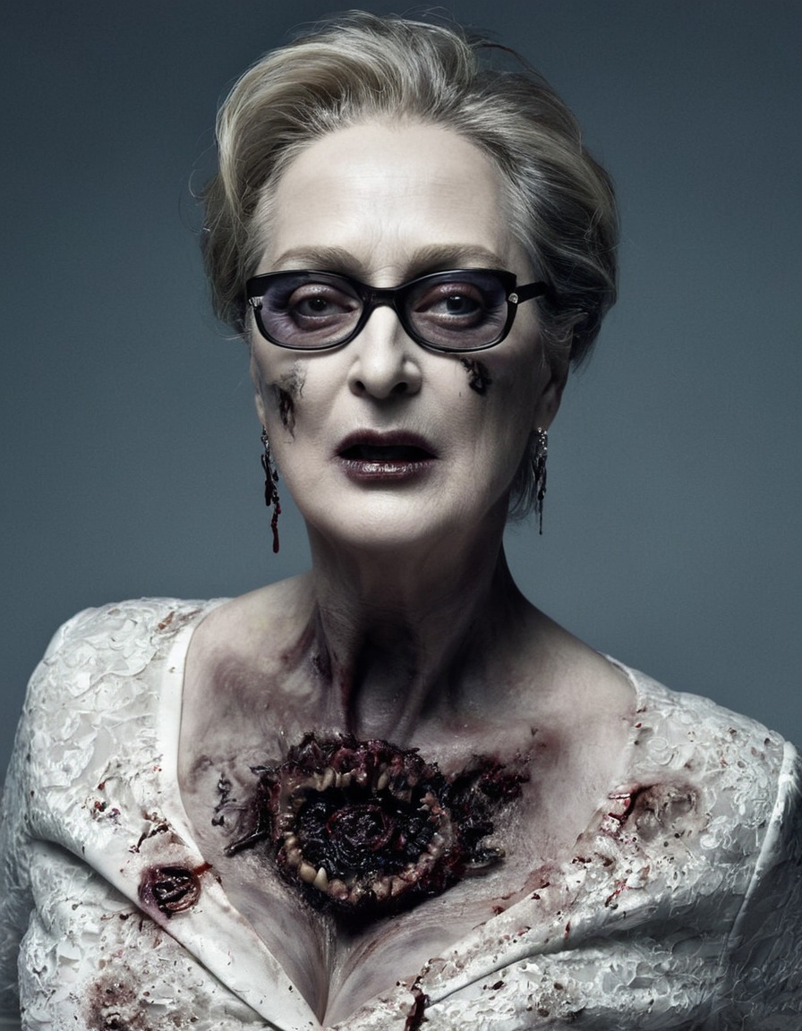 meryl streep, zombie, high fashion, photo shoot, celebrities