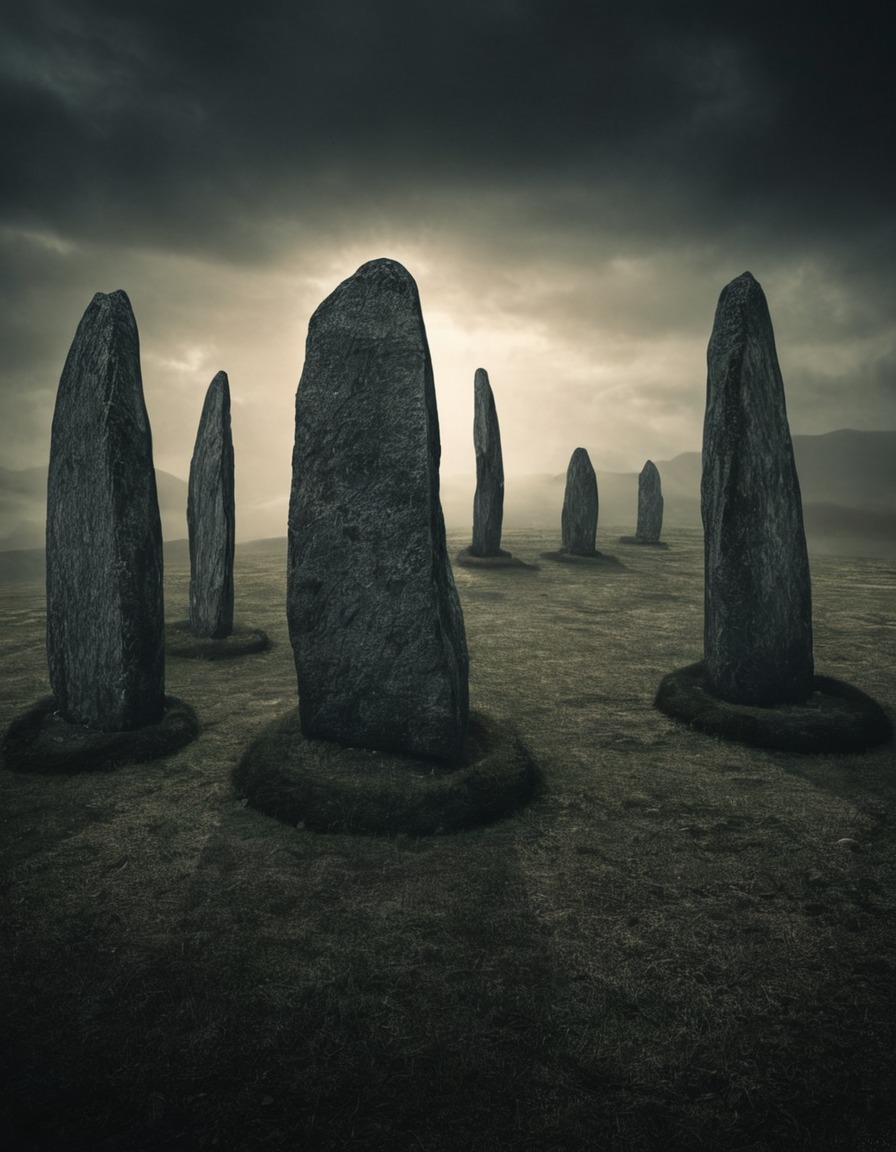 mystical, standing stones, ancient power, circle, mystery