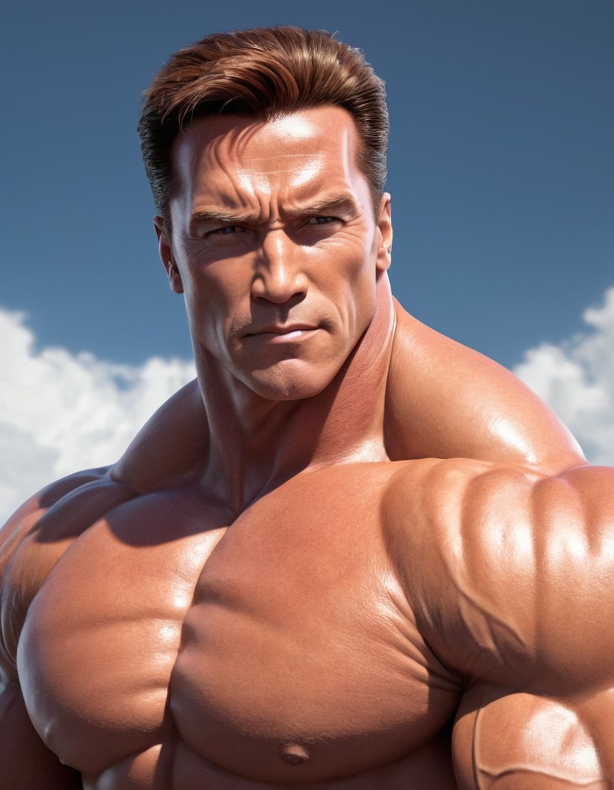 arnold schwarzenegger, anime, art, portrait, bodybuilding, politics