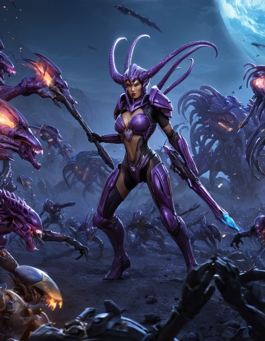 kerrigan, zerg, starcraft, battle, sci-fi, games, girls from games