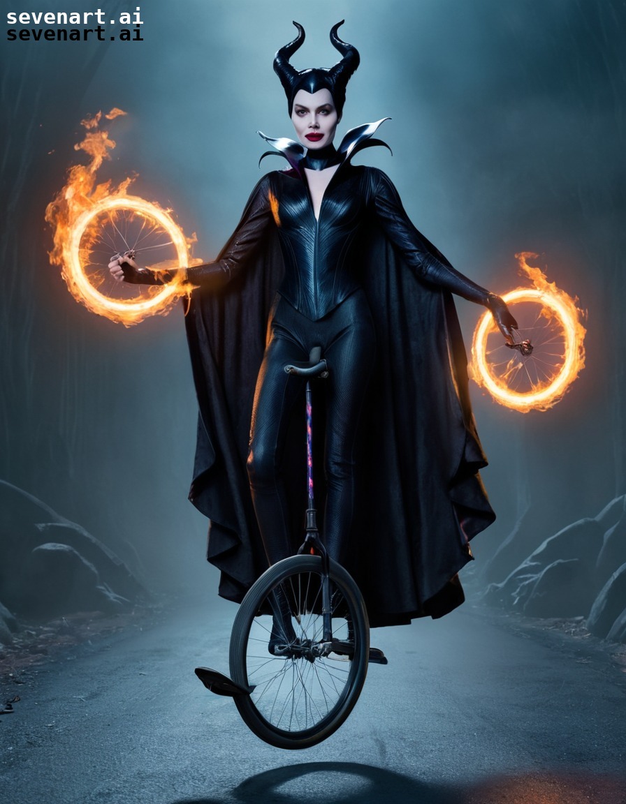 elle fanning, maleficent, unicycle, costume, actress, movies, movie stars