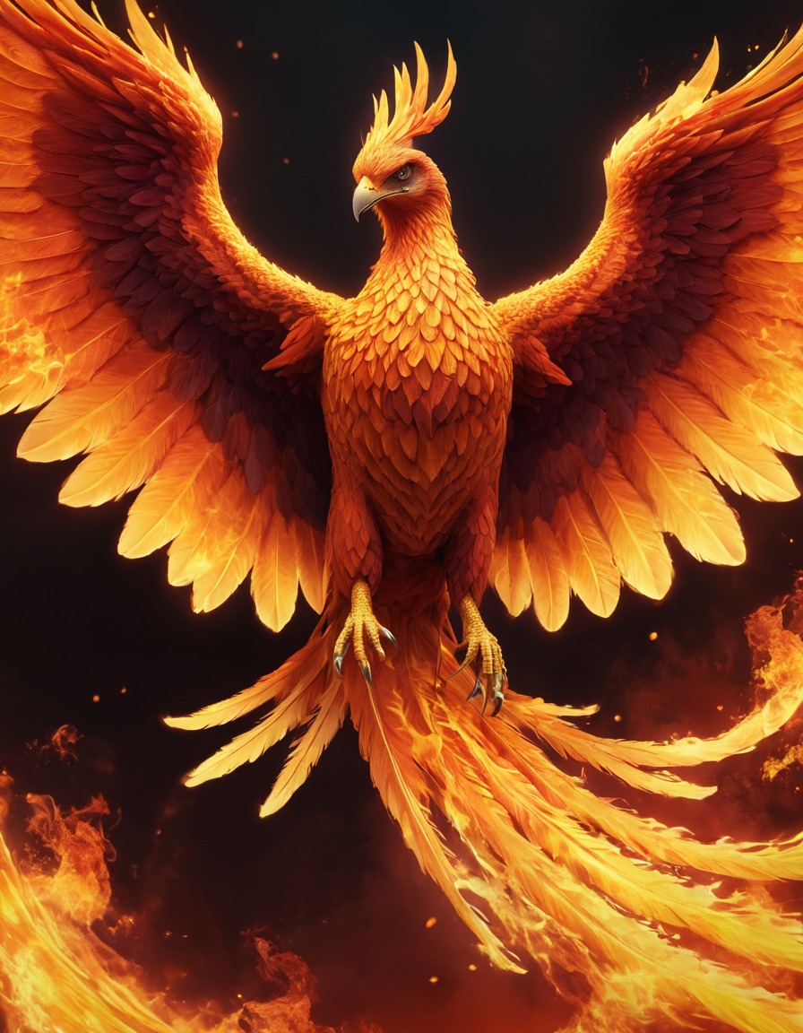 phoenix, flames, rebirth, mythology, mythical creature