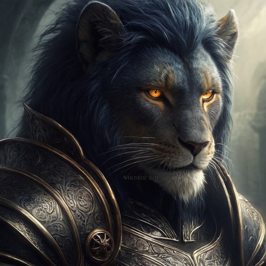 characterdesign, adoptable, warrior, feline, lion, fantasyart, bing, conceptart, hybrid, scifi, space