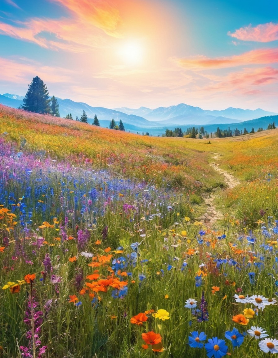 meadow, wildflowers, vibrant, nature, outdoors