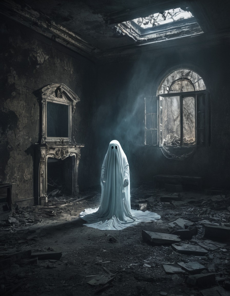 ghost, apparition, haunted house, manor, spooky, gothic, underground, dark