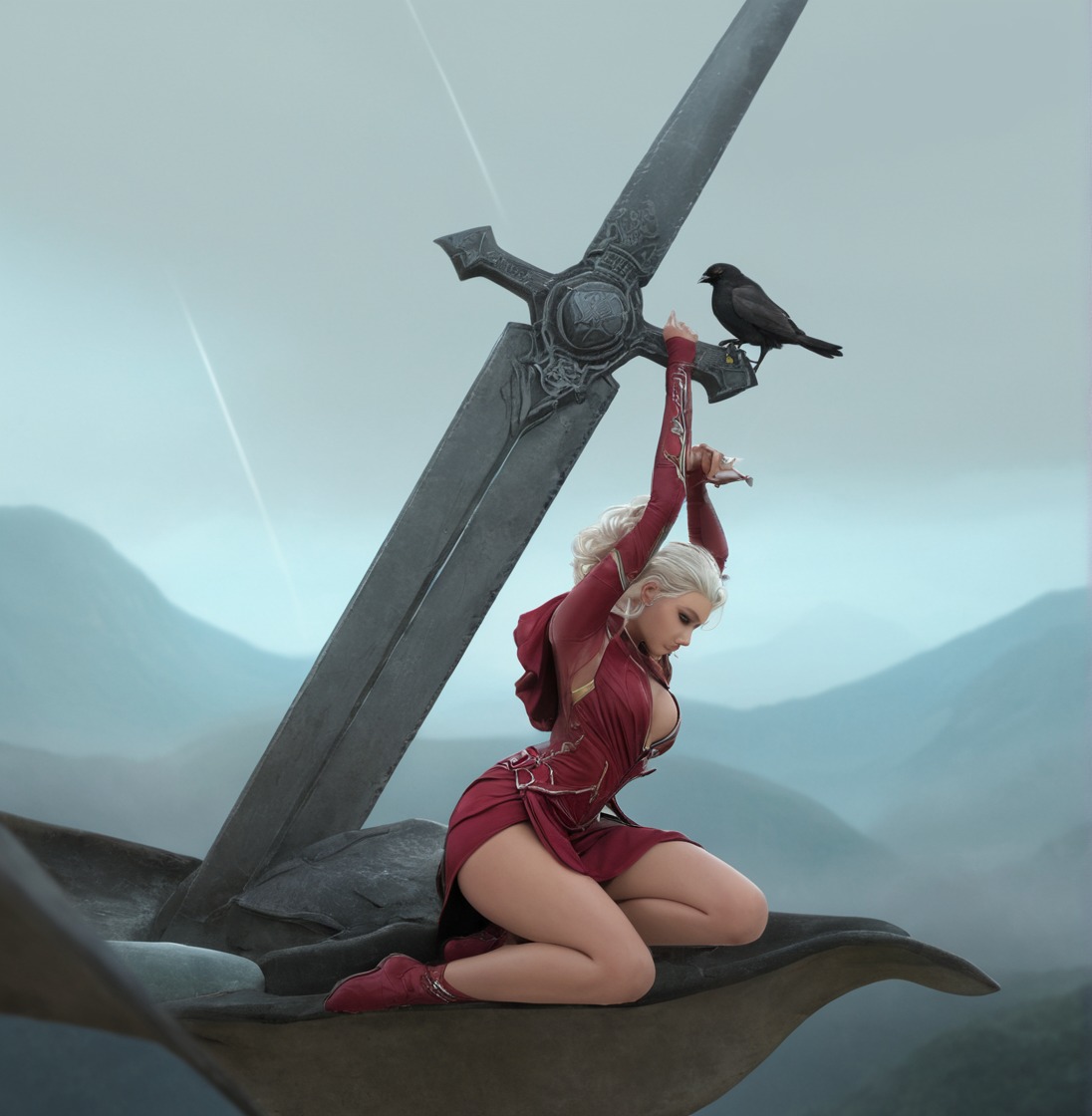 digitalart, characterdesign, digitalpainting, sword, druid, fantasy, femalecharacter, tied