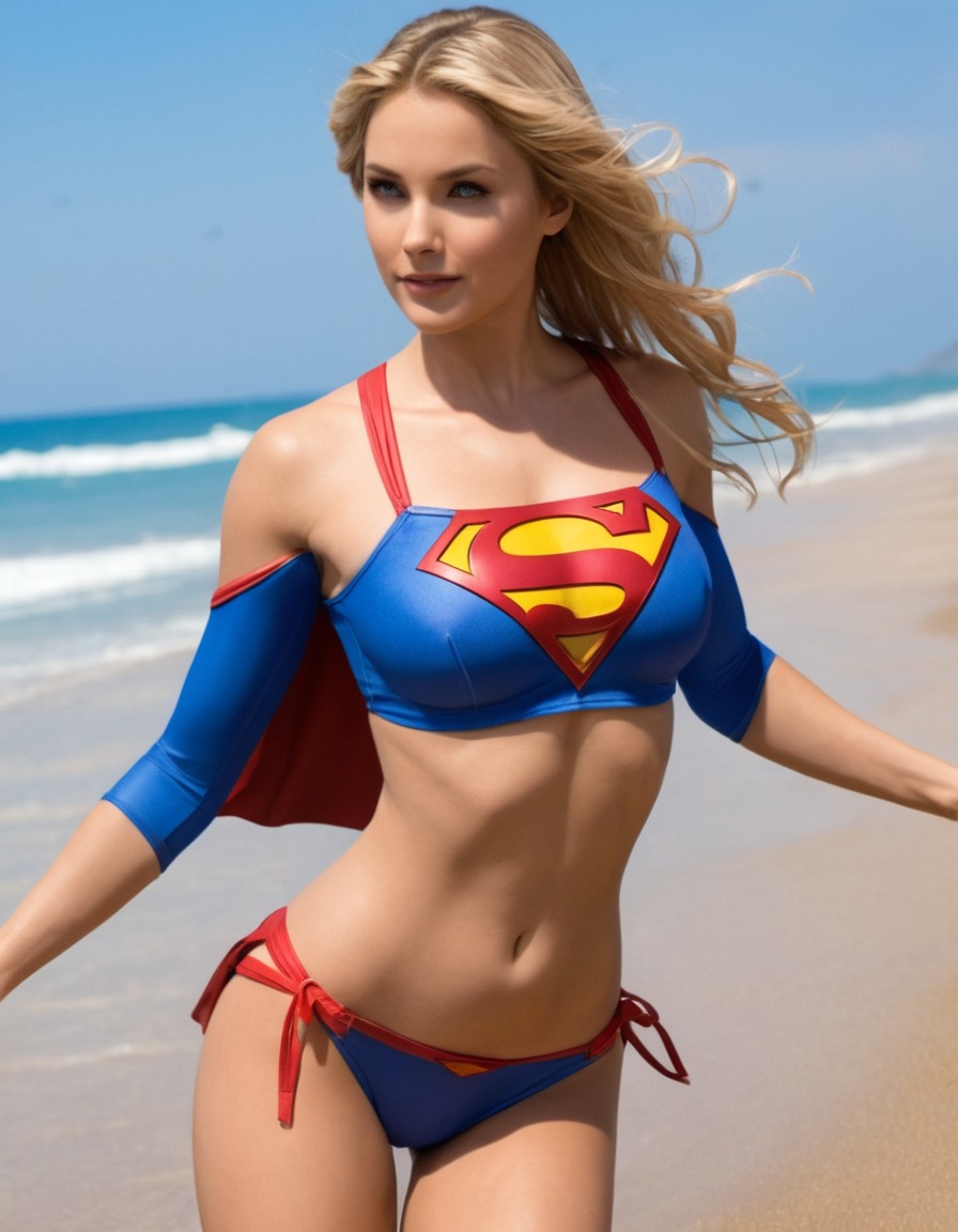 beach, supergirl, dc comics, swimsuit, superhero, comic character, fun in the sun