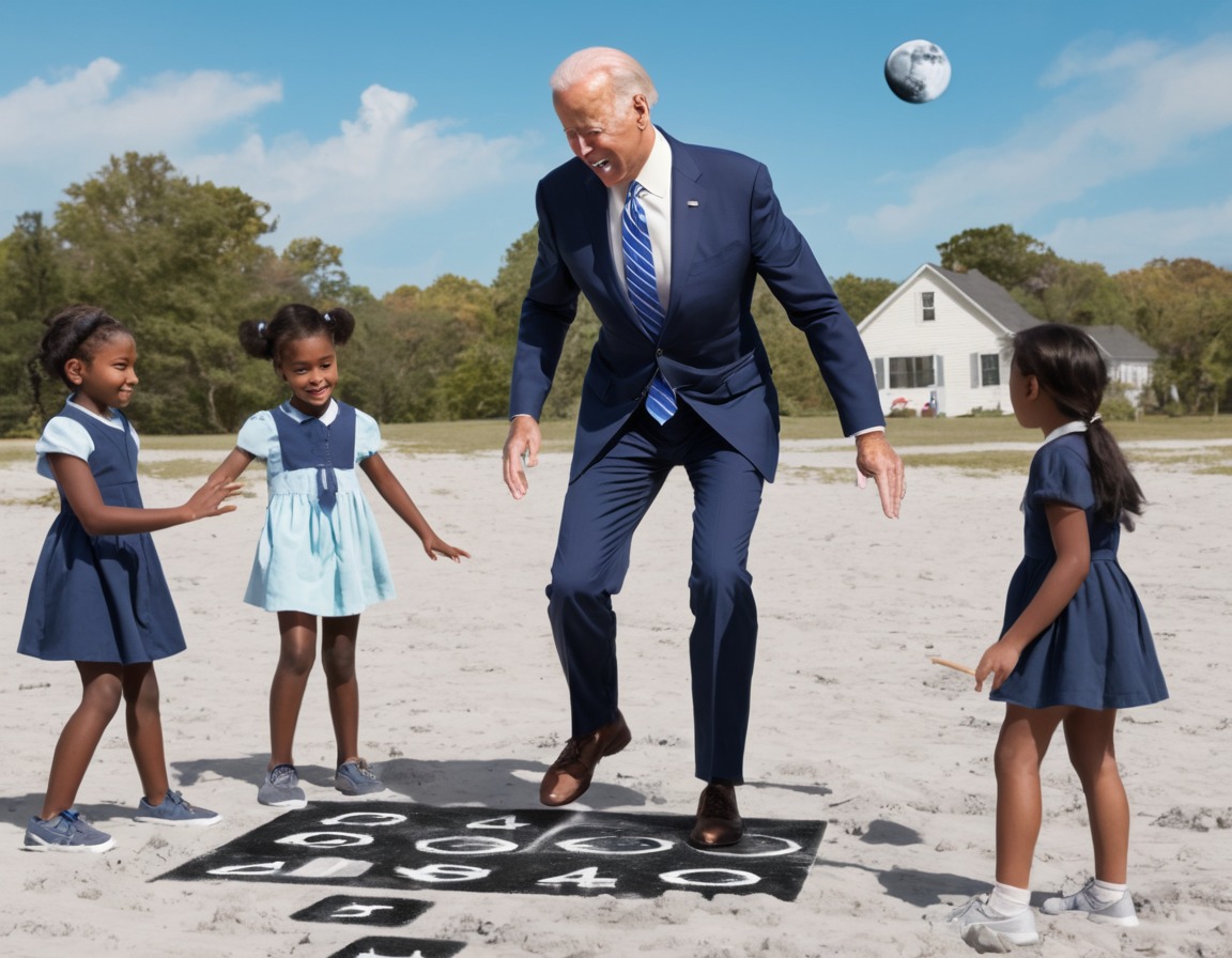 joe biden, hopscotch, children, moon, play, usa