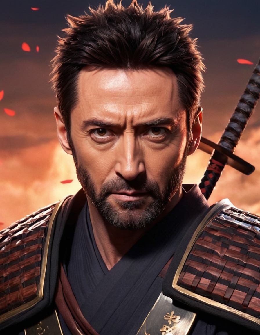 hugh jackman, samurai warrior, anime style, action, fantasy, anime