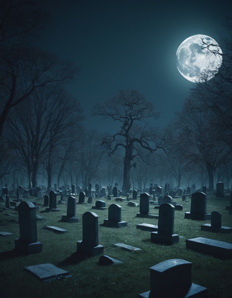 cemetery, moonlit, gravestones, eerie, unsettling, lovecraft, howard lovecraft