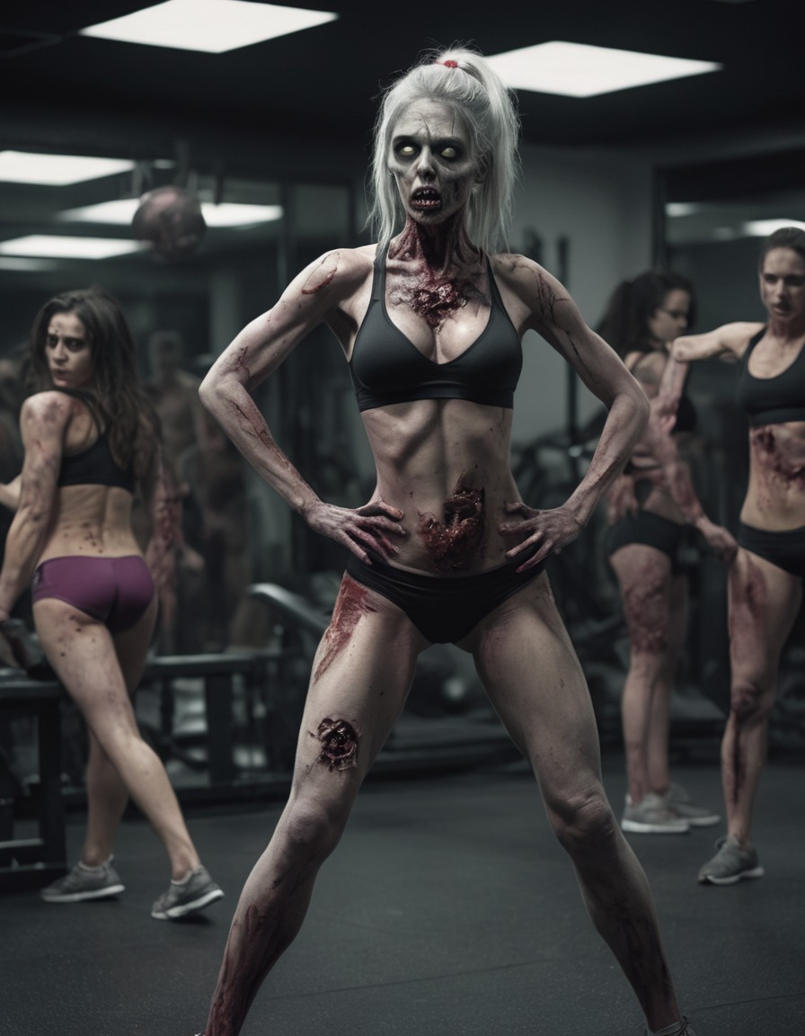 zombie, fitness, gym, horror, exercise, workout