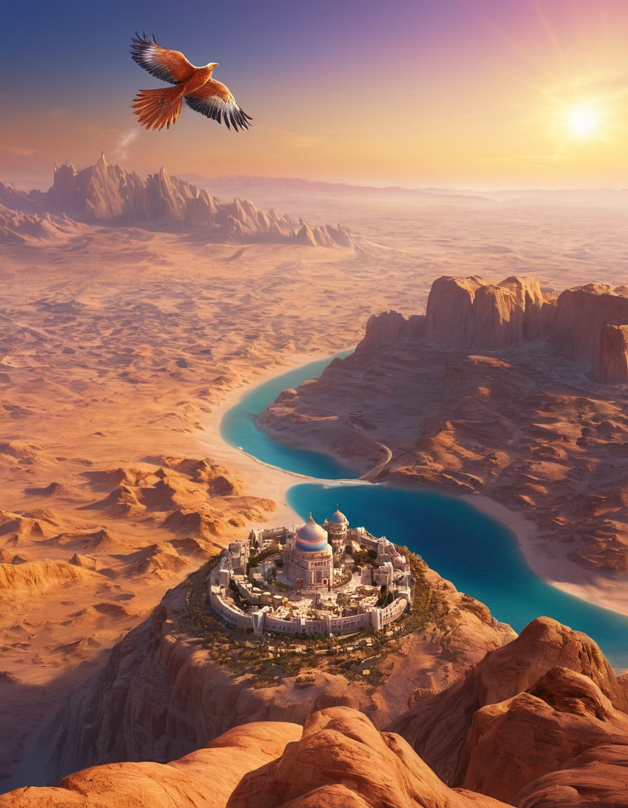 illustration, roc, arabian, landscape, majestic