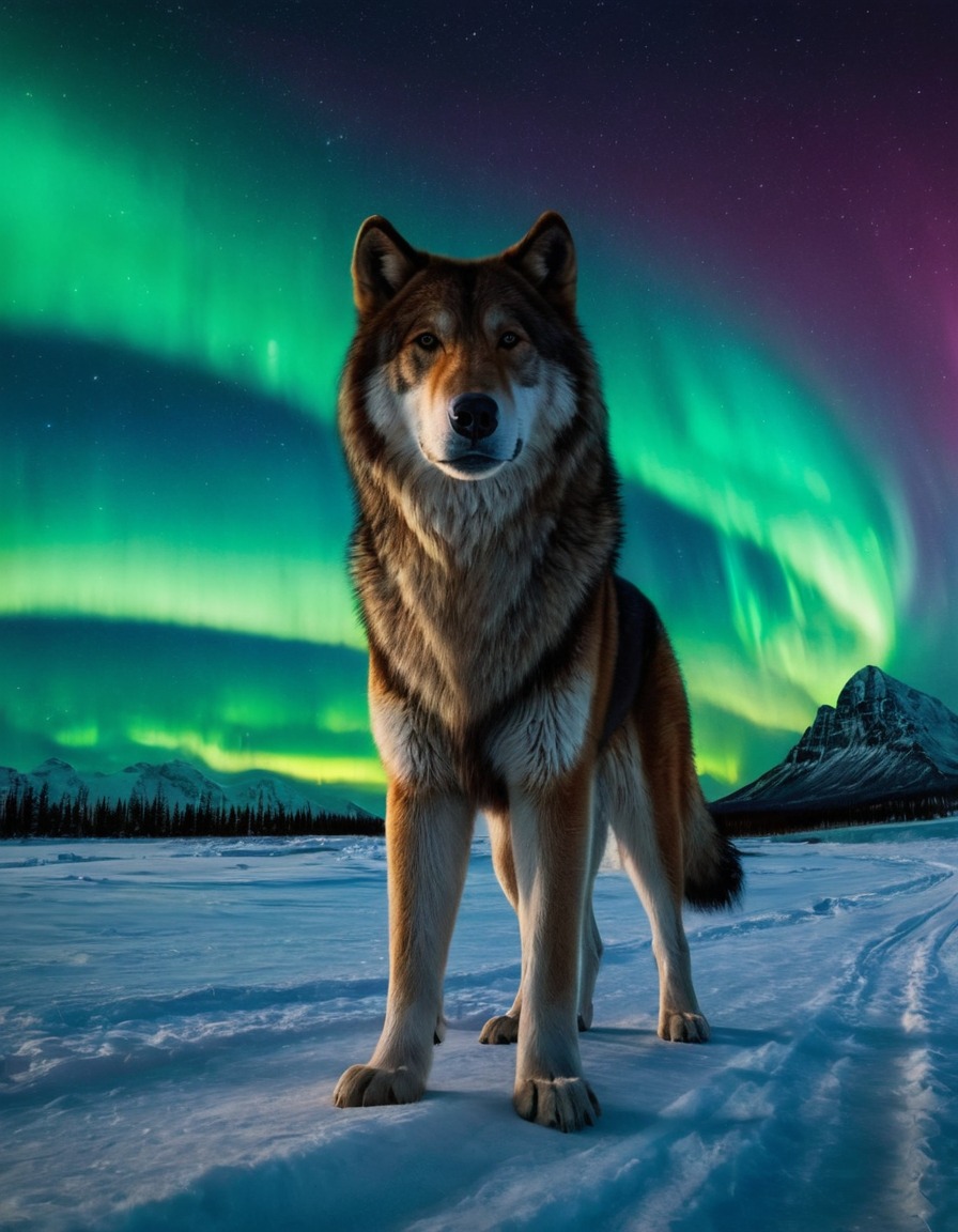 amarok, inuit mythology, majesty, aurora borealis