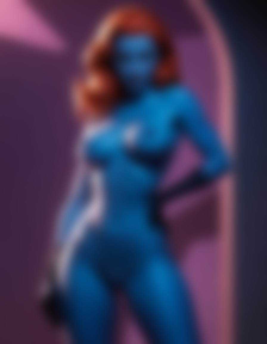 mystique, x-men, cosplay, superhero, fantasy, captivating, mysterious glow, sexy, superhero, painted, ai, aiart, art, digitalart