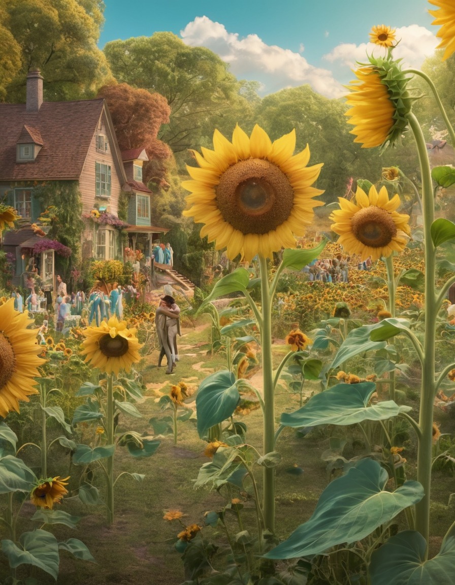 nature, plants, garden, whimsical, sunflowers, fantastic