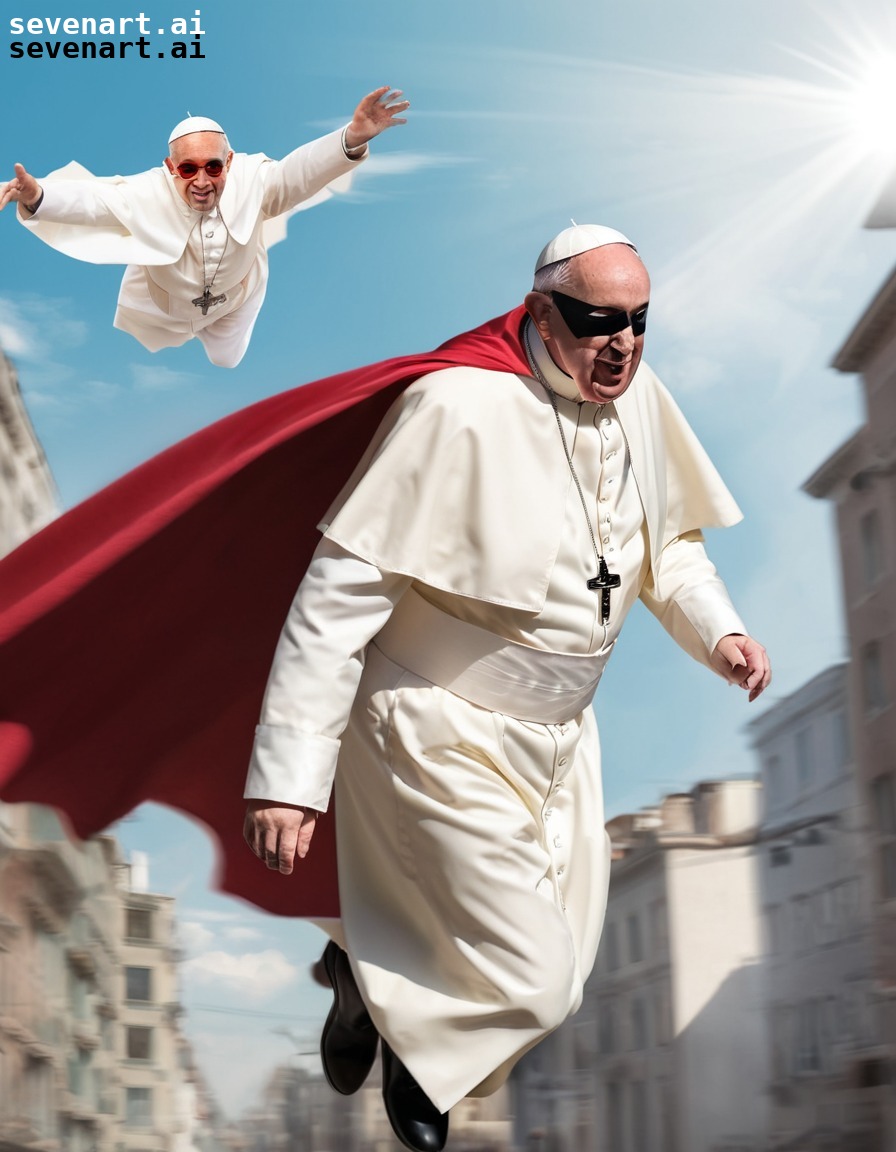 pope francis, superhero, cape, mask, flying, vatican