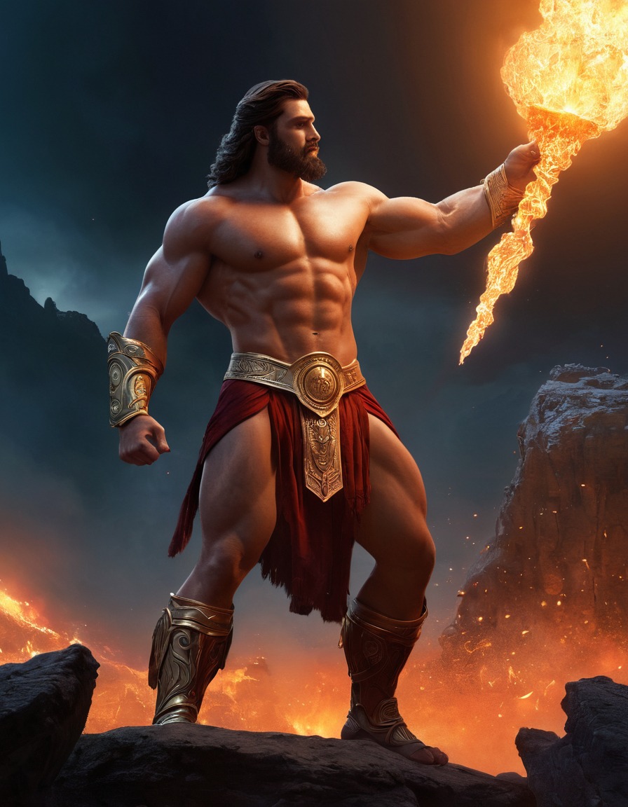 hephaestus, greek mythology, gods, olympian gods, forge, epic, divine scene