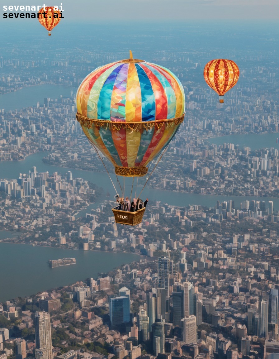 jeff bezos, hot air balloon, amazon, gift cards, cityscape